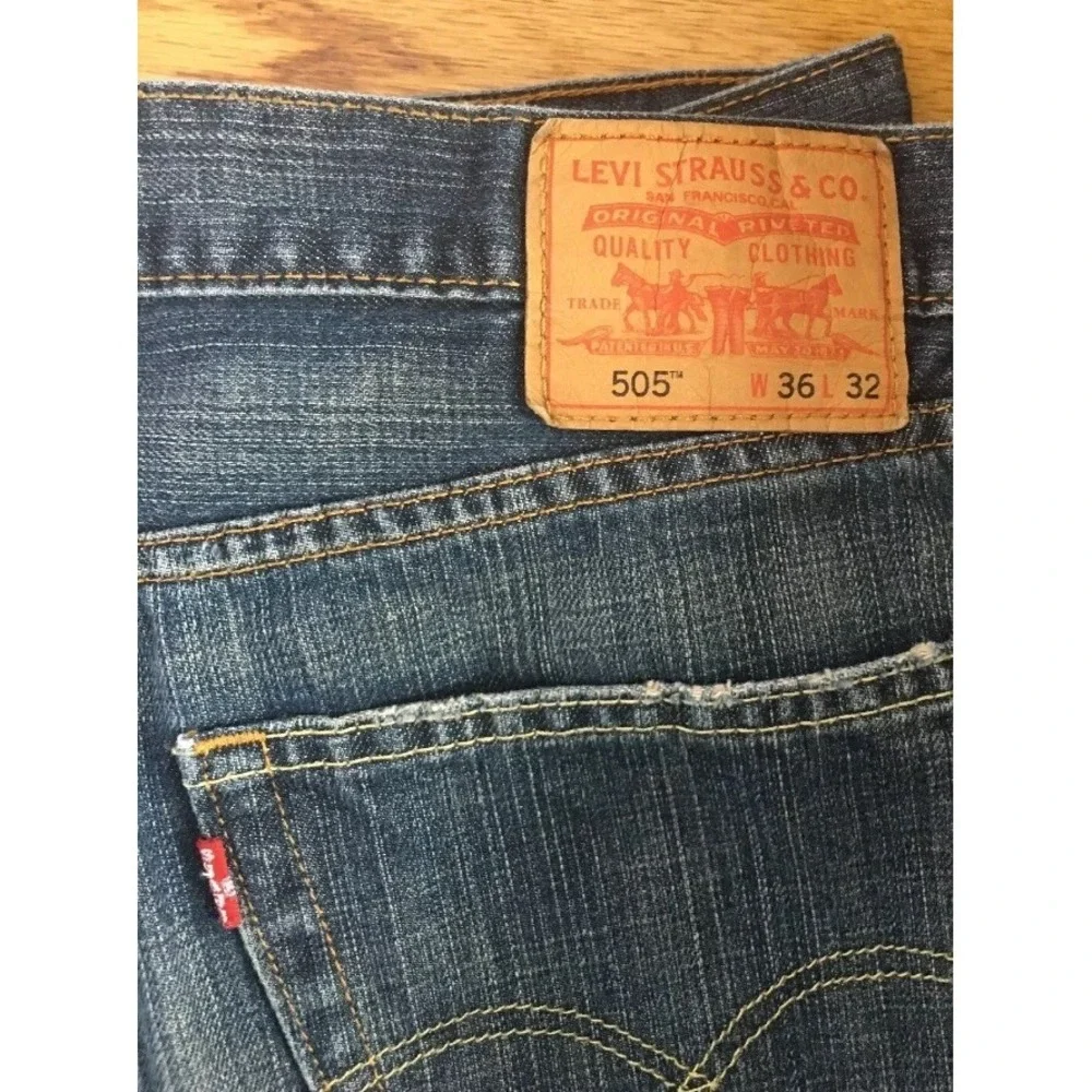 Levi 505 Regular Fit Jeans Medium Wash Men Size W36 L32